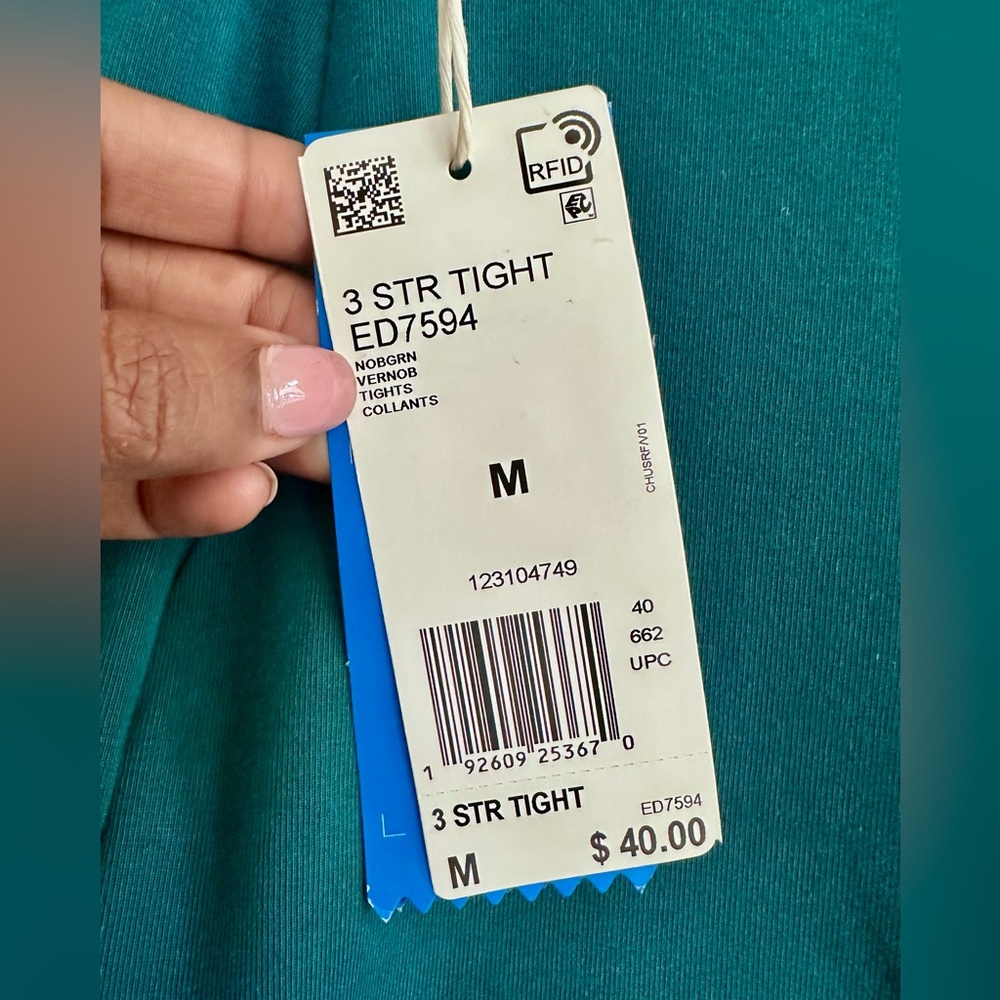 BNWT adidas Originals Teal Green 3-Stripes Leggings 💚 - Picture 4 of 4
